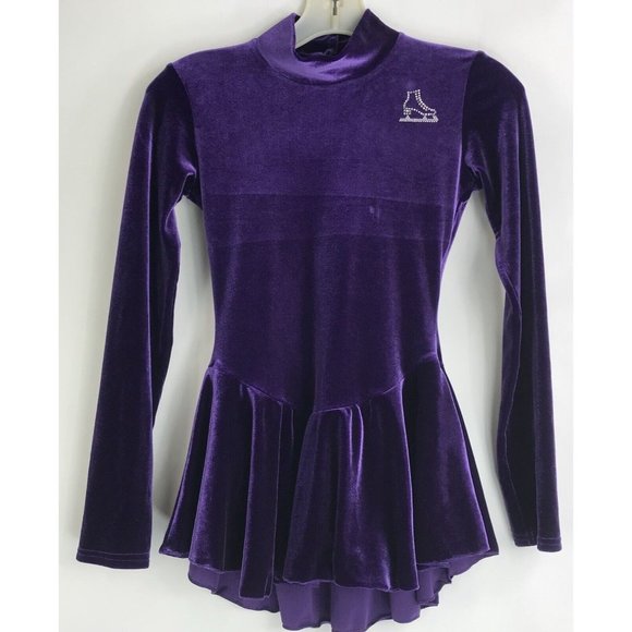 Capezio Other - CAPEZO Ice Figure Skating Baton Twirling Dance Skirted Leotard Velour Purple